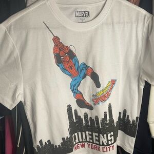 Marvel White and Blue Spider-Man Crop Top